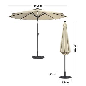 3M Sunbrella Umbrella Beige Lighted Market with Solar Strip…