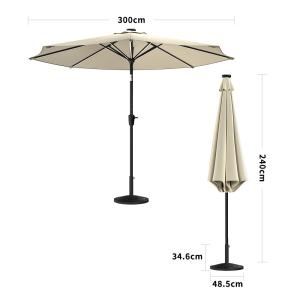 Beige 3M Lighted Market Sunbrella Umbrella with Solar Strip…