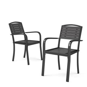 Set of 2/4 Garden Dining Armchairs with Metal Legs