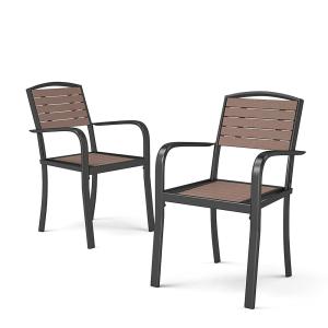 Set of 2/4 Garden Dining Armchairs with Metal Legs