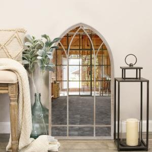 2.8ft Height Metal Arched Garden Mirror Outdoor Window Mirr…