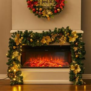 Pre-Lit Golden Christmas Wreath with Warm White Lights