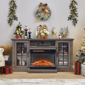 5ft Freestanding Fireplaces 3-Sided Electric Fireplace Rust…