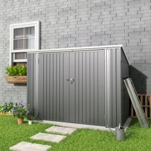 176cm Wide Steel Storage for Dustbin Grey Tool Shed