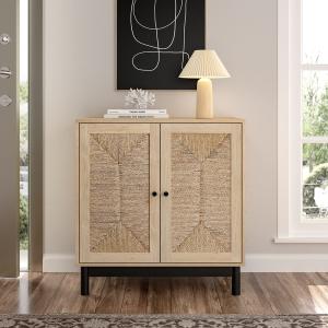2ft Rustic Wooden Sideboard with Woven Doors