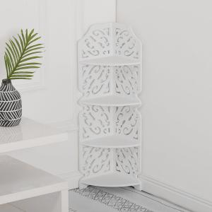 4-Tier White Corner Plant Display Stand