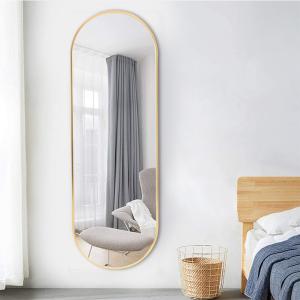 Sleek Contemporary Oval Metal Wall Mirror - Full-Length Des…