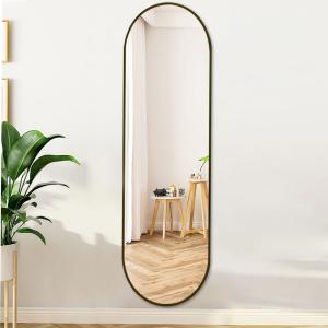 Sleek Contemporary Oval Metal Wall Mirror - Full-Length Des…