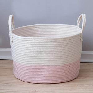 Cotton Woven Clothes Hamper Laundry Basket with Hooks