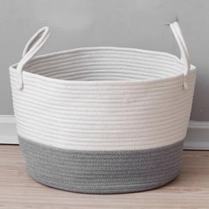 Cotton Woven Clothes Hamper Laundry Basket with Hooks