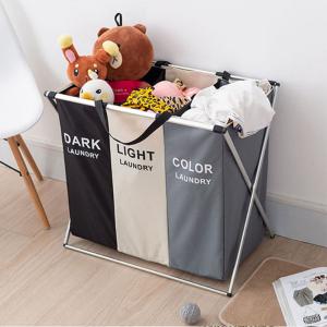 3 Grid Large Laundry Basket Sorter Hamper with Aluminum Fra…