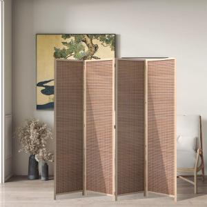 5ft W x 5ft H 2 Style Bamboo Woven 4-Panel Folding Room Div…
