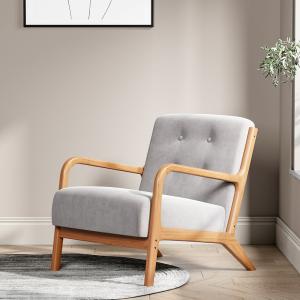Linen Wooden Armchair Rubber Single or 2 Seater Sofa
