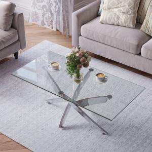 Glass Coffee Table Creative Cross Legs Dining Table
