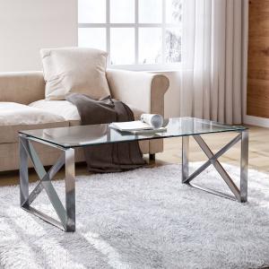 X-Frame Contemporary Temper Glass Coffee Table