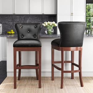 3.9ft Height Set of 2 Faux Leather Dining Chairs Bar Stools…