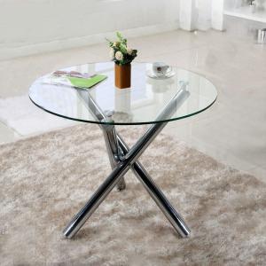 Dia 88cm Round Glass Coffee Table with Metal Legs