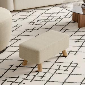 22 Inch Rectangular Banquette Footstool with Natural Wooden…