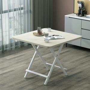 White Wooden Folding Dining Table with Metal Legs