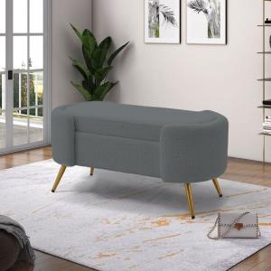 Modern White Upholstered Accent Bench with Stainless Steel…