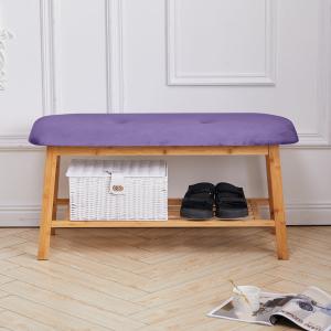 2 Tier Shoe Bench Bamboo with Shoe Storage Rack