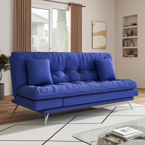 190cm Sofa Bed Fabric Upholstered Tufted with 3 Seater Blue…