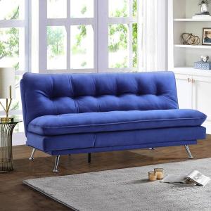 Modern 3-Seater Linen Fabric Sofa Bed with Cushions and 2 P…