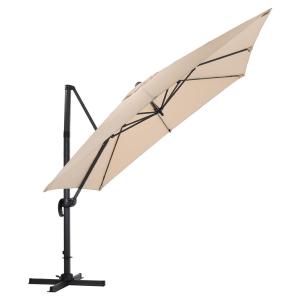 3 x 3 m Square Cantilever Parasol Light Grey Outdoor Hangin…