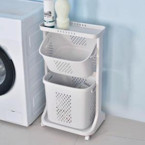 2/3 Tiers Laundry Basket Plastic Storage Trolley