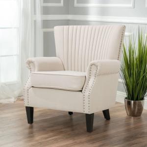Deep Cushioned Armchair Channel Accent Chair with Nailhead…