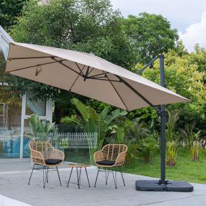 3 x 3 m Square Cantilever Parasol Light Grey Outdoor Hangin…