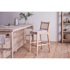 nkuku Aamani Mango Wood & Cord Counter Dining Chair