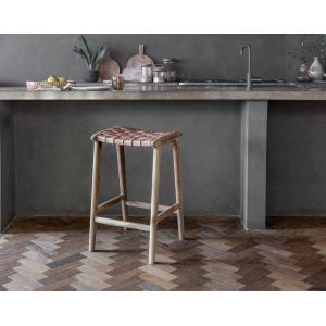 nkuku Adembi Woven Leather Counter Stool