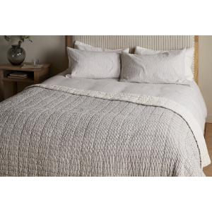 nkuku Dipti Cotton & Linen Block Print Bed Quilt