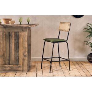 nkuku Iswa Leather & Cane Counter Dining Chair