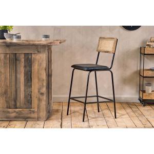 nkuku Iswa Leather & Cane Counter Dining Chair