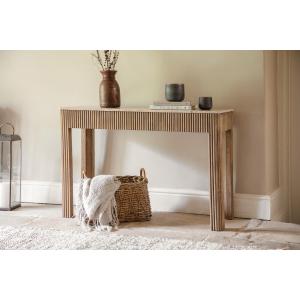 nkuku Ira Travertine & Mango Wood Console Table