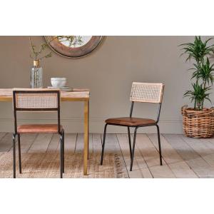 nkuku Iswa Leather & Cane Dining Chair