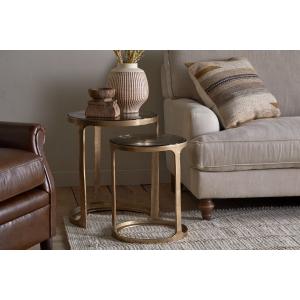 nkuku Khidki Cast Metal & Glass Nesting Side Tables Set Of 2