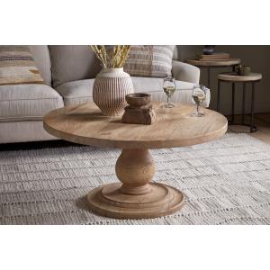 nkuku Laya Round Carved Coffee Table