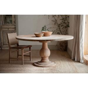 nkuku Laya Round Carved Mango Wood Table