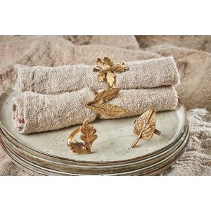 nkuku Leaf Brass Napkin Rings Set Of 4