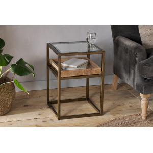 nkuku Luzon Iron & Mango Wood Display Side Table