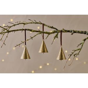 nkuku Manya Metal Bell Baubles Set Of 3