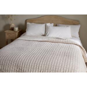 nkuku Peplu Cotton & Linen Screen Print Bed Quilt