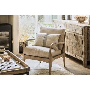 nkuku Jaya Acacia Wood & Linen Occasional Dining Chair