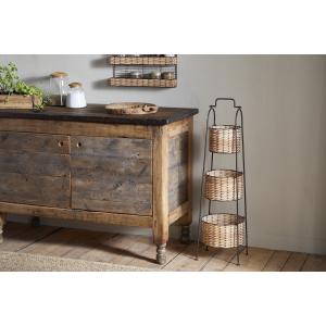 nkuku Montali Iron & Rattan Three-Tiered Storage Stand