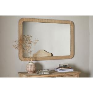 nkuku Vivan Rectangular Grooved Wood Mirror