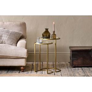 nkuku Nakuru Iron & Glass Side Table Set Set Of 2