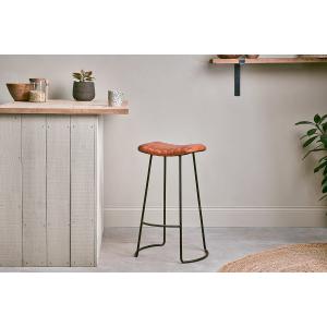 nkuku Narwana Ribbed Leather Stool